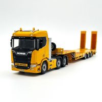 Scania R normal CR20N 6x2 twin steer semi low loader with ramps- 3 axle,WSI Truck Models (2)